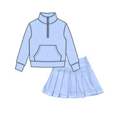 Preorder MOQ 5 pcs Each Style Solid Color Colorful Pullover Pleated Girls Skorts Set