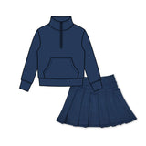 Preorder MOQ 5 pcs Each Style Solid Color Colorful Pullover Pleated Girls Skorts Set