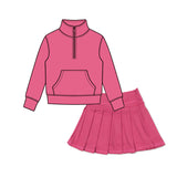 Preorder MOQ 5 pcs Each Style Solid Color Colorful Pullover Pleated Girls Skorts Set