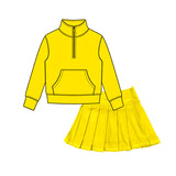 Preorder MOQ 5 pcs Each Style Solid Color Colorful Pullover Pleated Girls Skorts Set