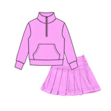 Preorder MOQ 5 pcs Each Style Solid Color Colorful Pullover Pleated Girls Skorts Set