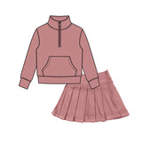 Preorder MOQ 5 pcs Each Style Solid Color Colorful Pullover Pleated Girls Skorts Set