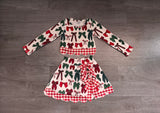 Preorder Samples GLD1677 Christmas Bows Scallop Edge Yoga Girls Skorts Set
