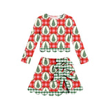 Preorder MOQ 5 pcs Each Style Christmas Santa Bows Scallop Edge Yoga Girls Skorts Set