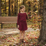 GLD1697 Solid Burgundy Girls Skorts Set
