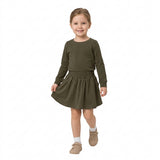 GLD1698 Solid Olive Brown Girls Skorts Set