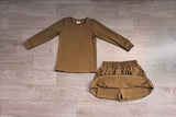 Preorder Samples GLD1698 Solid Olive Brown Girls Skorts Set-2026.8.24