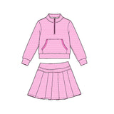 Preorder MOQ 5 pcs Each Color Stripe Play Tennis Pullover Pleated Girls Skorts Set