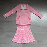 Preorder Samples GLD1699 Pink Stripe Pleated Yoga Girls Skorts Set