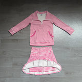 Preorder Samples GLD1699 Pink Stripe Pleated Yoga Girls Skorts Set