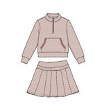 Preorder MOQ 5 pcs Each Color Stripe Play Tennis Pullover Pleated Girls Skorts Set
