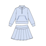 Preorder MOQ 5 pcs Each Color Stripe Play Tennis Pullover Pleated Girls Skorts Set
