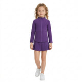 GLD1704 Purple Pleated Yoga Girls Skorts Set