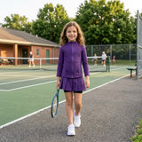 GLD1704 Purple Pleated Yoga Girls Skorts Set