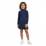 GLD1705 Navy Blue Pleated Yoga Girls Skorts Set