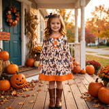 GLD1708 Halloween Bows Flower Girl's Dress