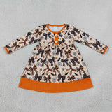 GLD1708 Halloween Bows Flower Girl's Dress