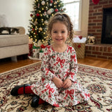 GLD1709 Christmas Coquette Bows Girl's Dress