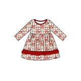 Preorder Samples GLD1710 Christmas Santa Plaid Girl's Dress