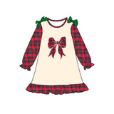 Preorder MOQ 5 pcs Each Style Christmas Bows Plaid Kids Matching Clothes