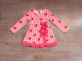 Preorder Samples GLD1750 Valentine's Day Love Plaid Yoga Scallop Edge Girl's Dress