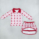 GLD1751 Valentine's Day Love Bows Pullover Girls Skorts Set