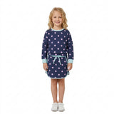 GLD1762 Dots Navy Long Sleeves Girls Skorts Set