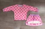 NO MOQ Preorder Samples GLD1763 Dots Rose Red Long Sleeves Girls Skorts Set