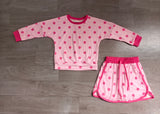 NO MOQ Preorder Samples GLD1765 Dots Pink Long Sleeves Girls Skorts Set