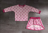 NO MOQ Preorder Samples GLD1765 Dots Pink Long Sleeves Girls Skorts Set