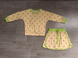 NO MOQ Preorder Samples GLD1766 Dots Yellow Long Sleeves Girls Skorts Set