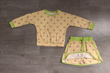 NO MOQ Preorder Samples GLD1766 Dots Yellow Long Sleeves Girls Skorts Set