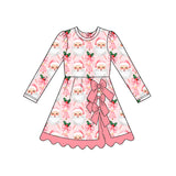 Preorder MOQ 5 pcs Each Style Christmas Santa Bows Yoga Scallop Edge Girl's Dress-2026.8.28