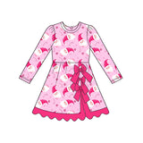 Preorder MOQ 5 pcs Each Style Christmas Santa Bows Yoga Scallop Edge Girl's Dress-2026.8.28