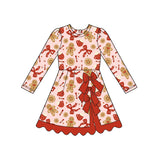 Preorder MOQ 5 pcs Each Style Christmas Santa Bows Yoga Scallop Edge Girl's Dress-2026.8.28