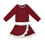 Preorder MOQ 5 pcs Each Style Solid Color Scallop Edge Yoga Girls Skorts Set