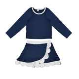 Preorder MOQ 5 pcs Each Style Solid Color Scallop Edge Yoga Girls Skorts Set
