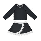 Preorder MOQ 5 pcs Each Style Solid Color Scallop Edge Yoga Girls Skorts Set