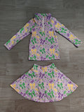 NO MOQ Preorder Samples GLD1792 Mardi Gras Yoga Girls Skorts Set