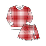 Preorder MOQ 5 pcs Each Style Solid Colorful Plaid Yoga Girls Skorts Set Kids Matching Clothes