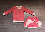 NO MOQ Preorder Samples GLD1797 Solid Color Red Plaid Yoga Girls Skorts Set