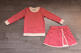 NO MOQ Preorder Samples GLD1797 Solid Color Red Plaid Yoga Girls Skorts Set