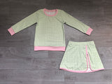 NO MOQ Preorder Samples Each Style Solid Colorful Plaid Yoga Girls Skorts Set Kids Matching Clothes