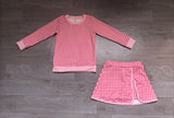 NO MOQ Preorder Samples Each Style Solid Colorful Plaid Yoga Girls Skorts Set Kids Matching Clothes
