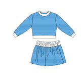 Preorder MOQ 5 pcs Each Style Solid Colorful Stripe Yoga Girls Skorts Set Kids Matching Clothes