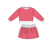 Preorder MOQ 5 pcs Each Style Solid Colorful Stripe Yoga Girls Skorts Set Kids Matching Clothes