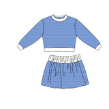 Preorder MOQ 5 pcs Each Style Solid Colorful Stripe Yoga Girls Skorts Set Kids Matching Clothes
