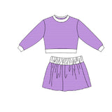 Preorder MOQ 5 pcs Each Style Solid Colorful Stripe Yoga Girls Skorts Set Kids Matching Clothes