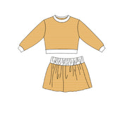 Preorder MOQ 5 pcs Each Style Solid Dark Color Stripe Yoga Girls Skorts Set Kids Matching Clothes