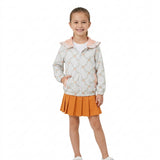 GLD1816 Fall Pumpkin Leaf Hoodie Zipper Orange Pleated Yoga Girls Skorts Set